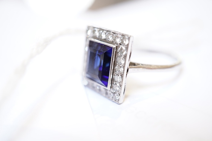 An Art Deco sapphire and diamond ring, 1920s
